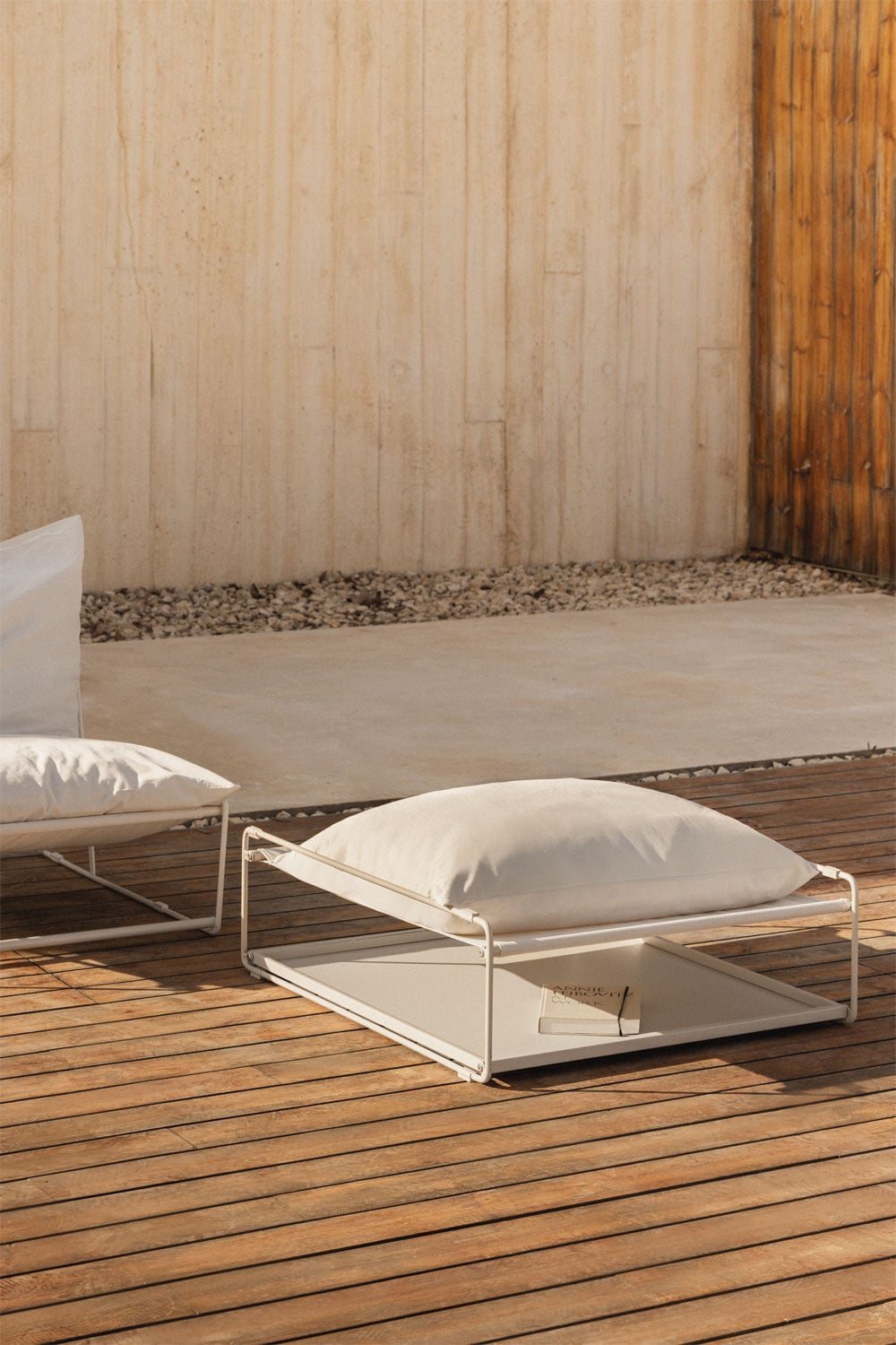 Lauko pufas-staliukas COSMO, kreminė-mėlyna