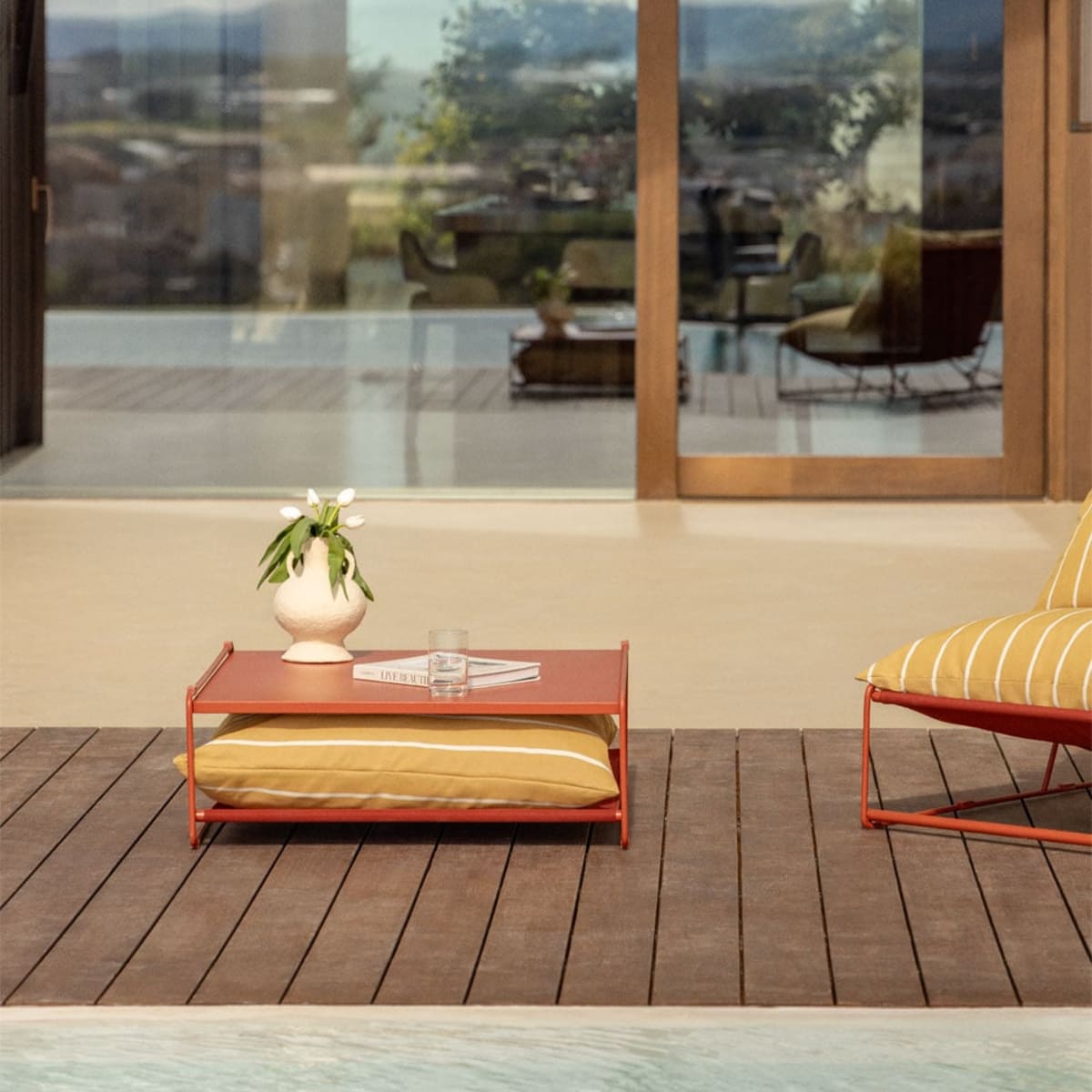Outdoor table-ottoman COSMO, Honey yellow frame