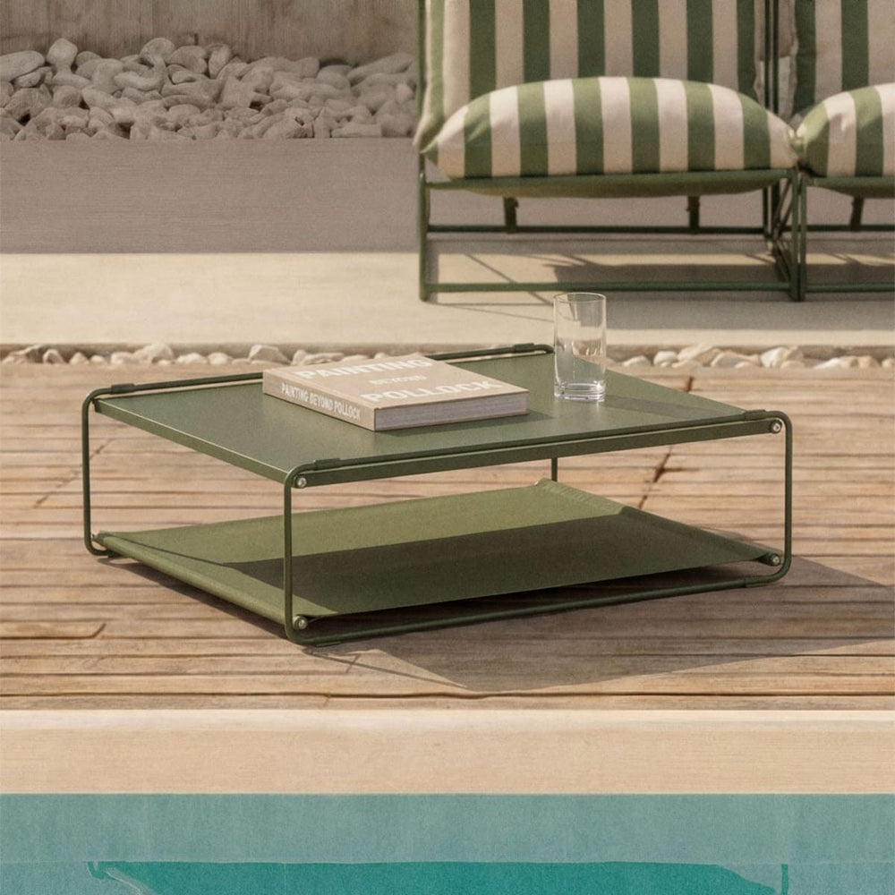 Cosmo Outdoor Coffee Table/Pouf, Sand Olive Green
