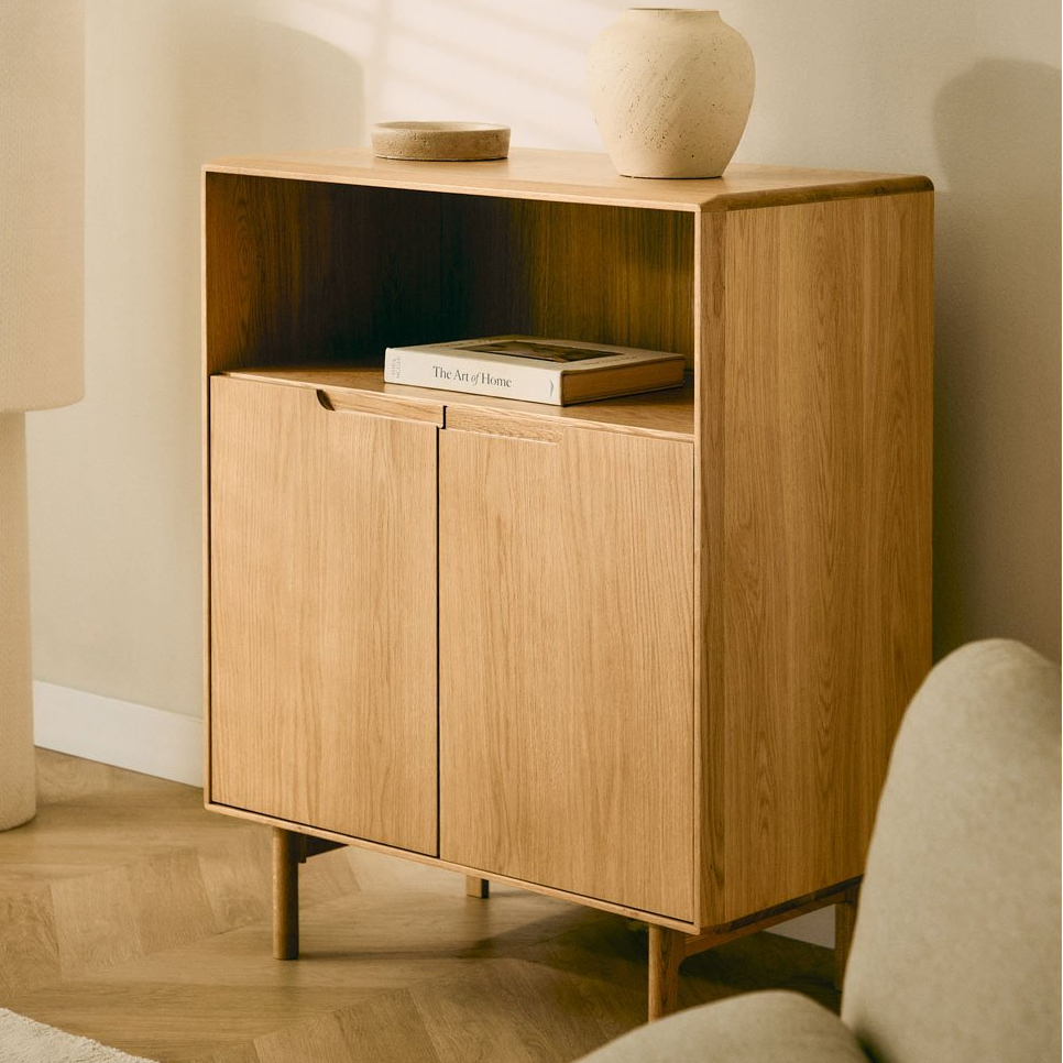 Aukštas bufetas FENUORA, baltas ąžuolo lukštas