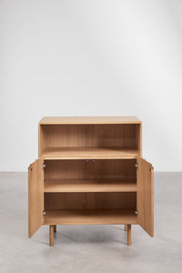 Tvarkingas aukštas bufetas FENUORA su baltu ąžuolo lukštu moderniam interjerui