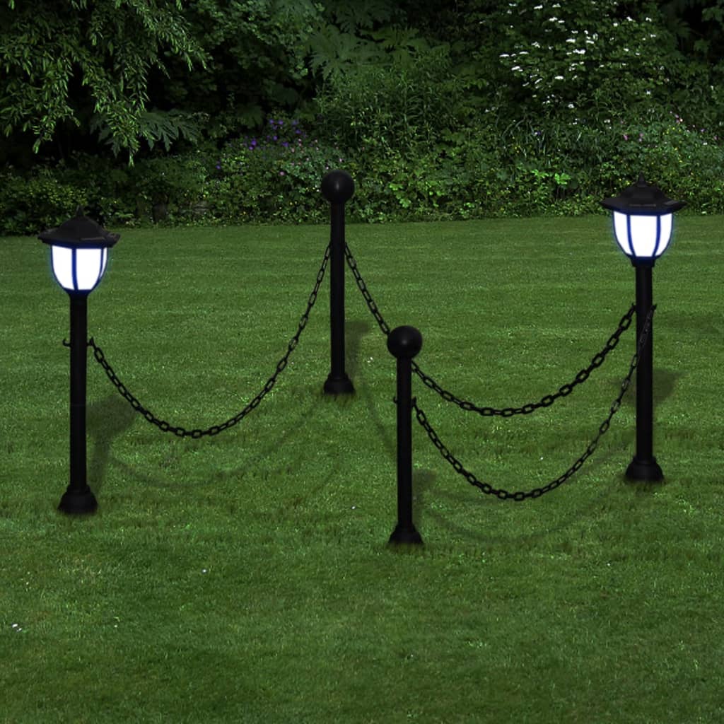 Aptvaras iš Grandinės su 2 LED Žibintais ir 2 Stulpais - Namų Idėja