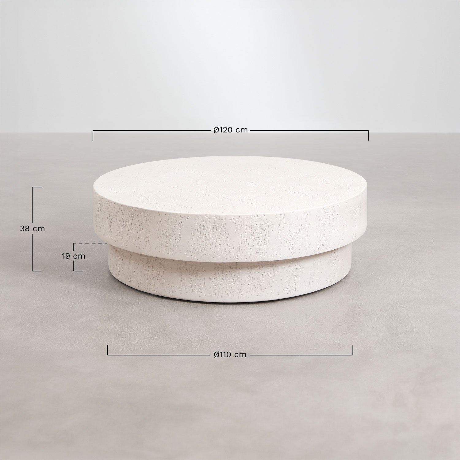 Apvalus kavos staliukas NORUIRO Ø120 cm, cementas