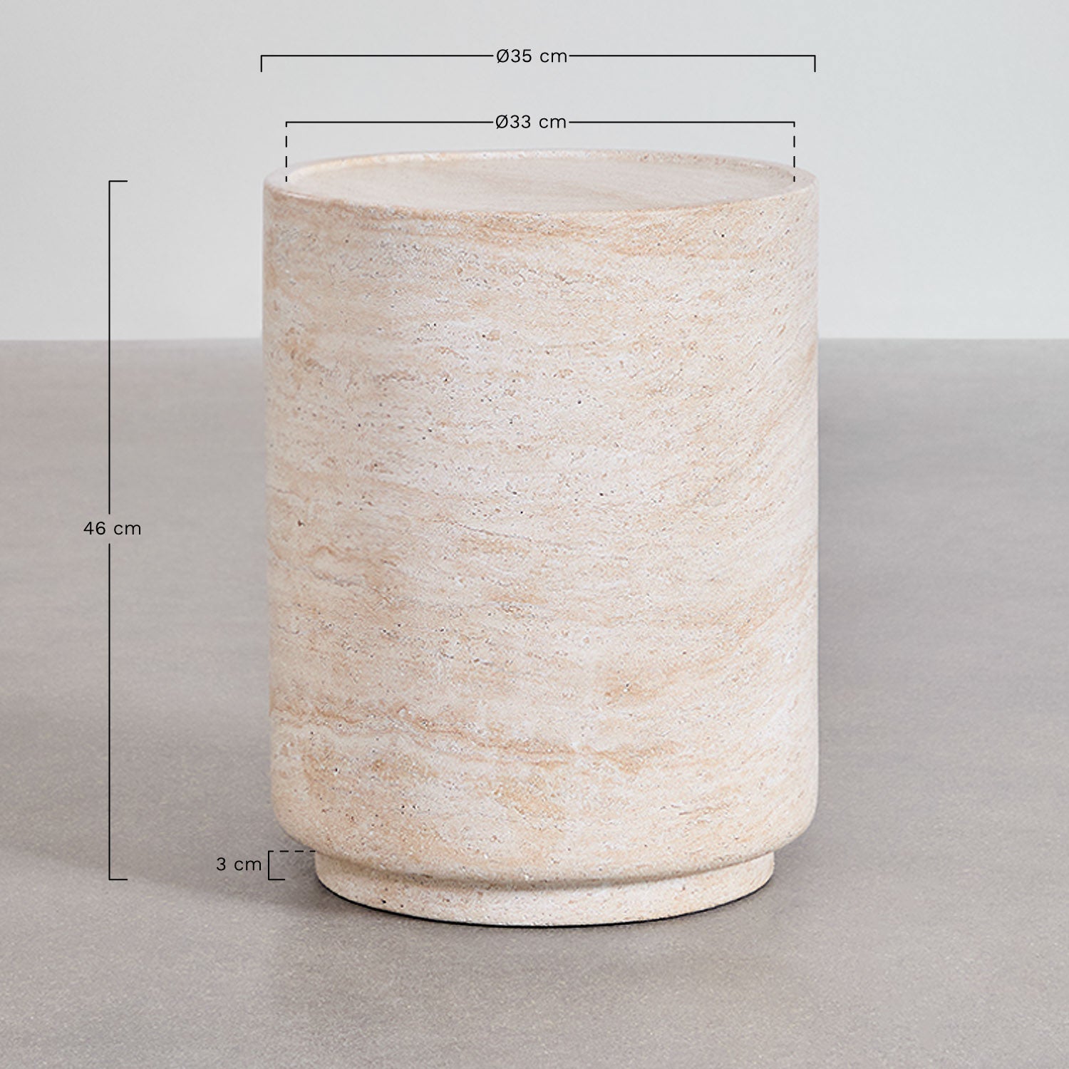 Apaļš āra kafijas galdiņš CIMENTO, 35 cm, travertīna raksts