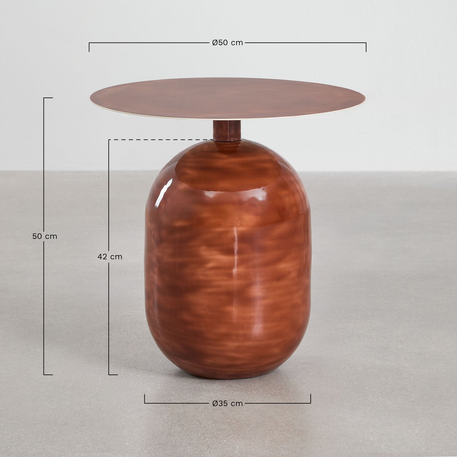 Apvalus šoninis staliukas TINVU 50 cm
