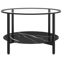 Arbatos staliukas, juodas ir marmuro, 70cm, grūdintas stiklas - Namų Idėja