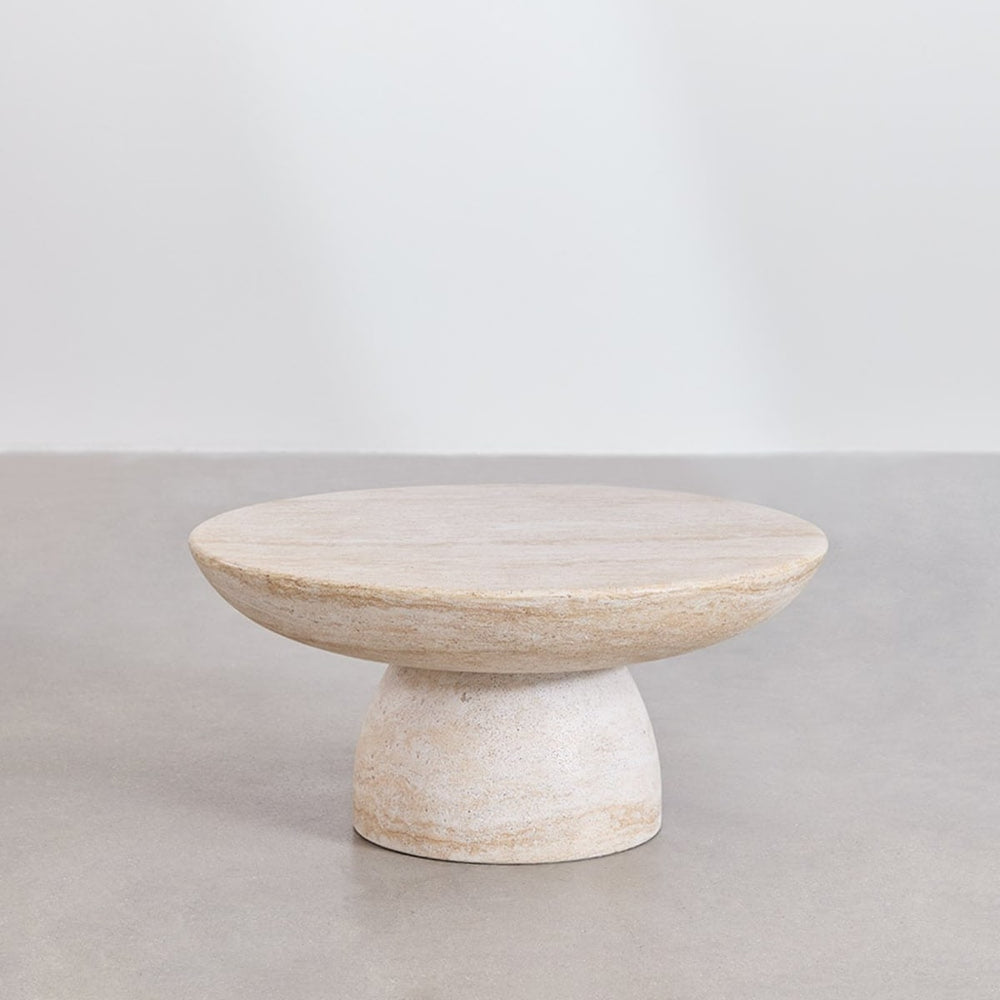 Outdoor table ZENADIA, round, travertine imitation
