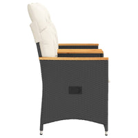 Atlošiama dvivietė sodo sofa su staliuku, juoda, poliratanas - Namų Idėja