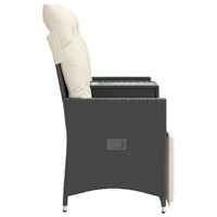 Atlošiama dvivietė sodo sofa su staliuku, juoda, poliratanas - Namų Idėja