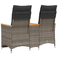 Atlošiama dvivietė sodo sofa su staliuku, pilka, poliratanas - Namų Idėja