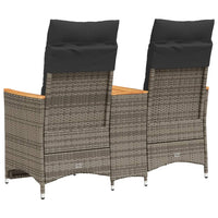 Atlošiama dvivietė sodo sofa su staliuku, pilka, poliratanas - Namų Idėja