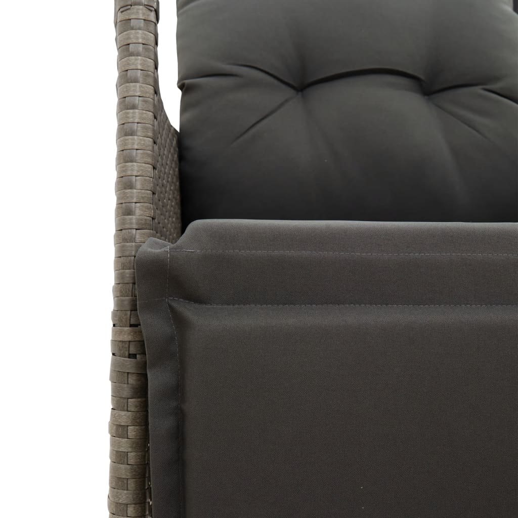 Atlošiama dvivietė sodo sofa su staliuku, pilka, poliratanas - Namų Idėja