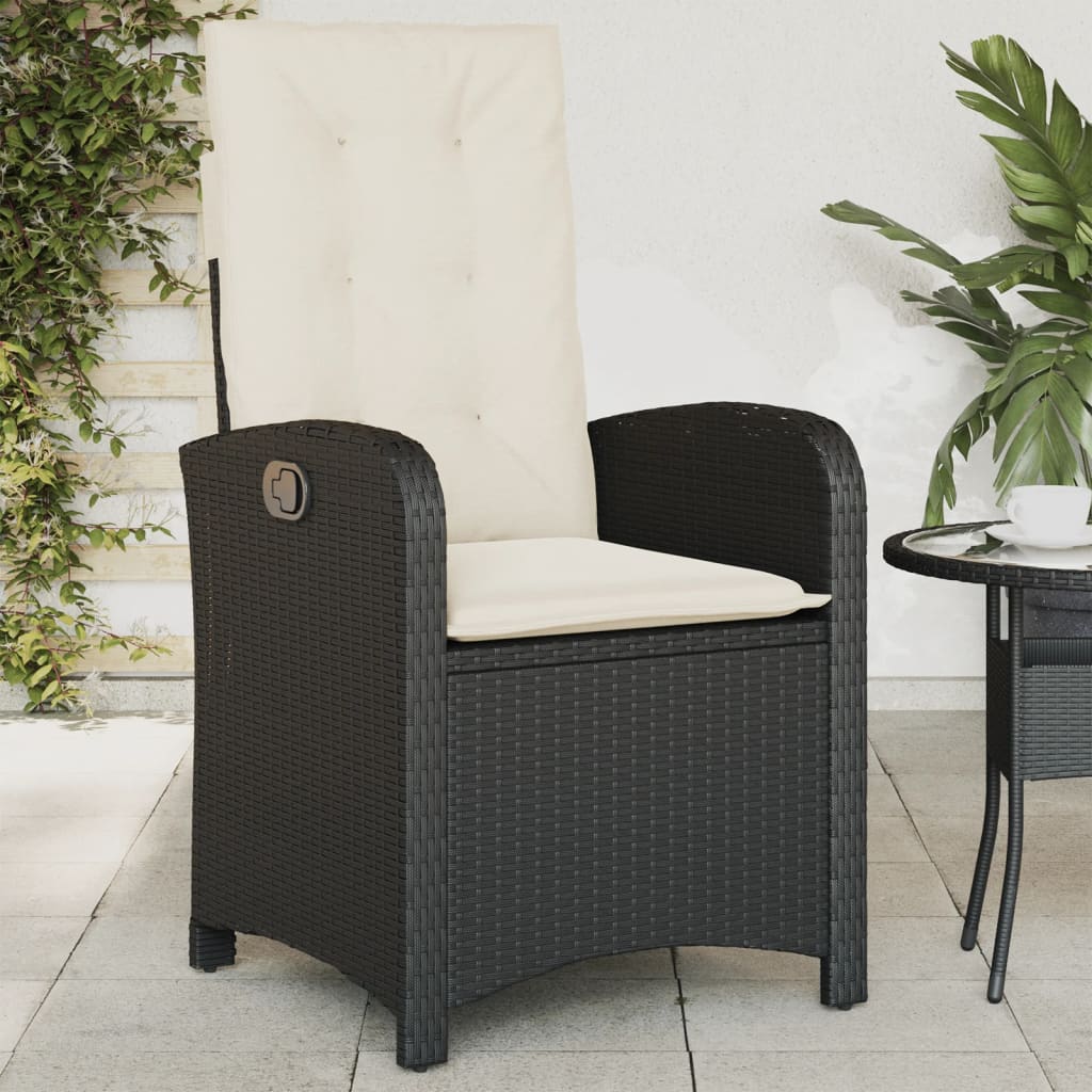 Atlošiama sodo kėdė su pagalvėlėmis, juoda, poliratanas - Namų Idėja