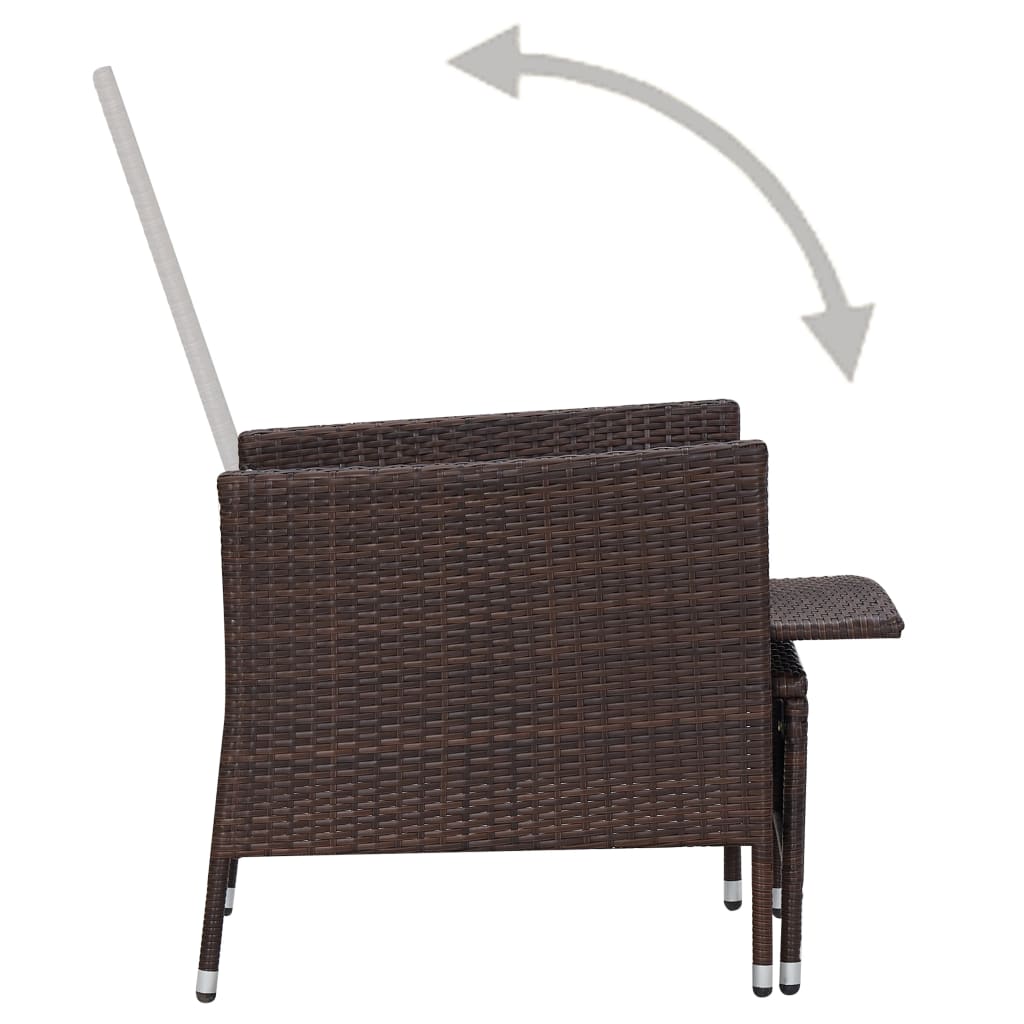 Atlošiama sodo kėdė su pagalvėlėmis, rudos spalvos, poliratanas - Namų Idėja