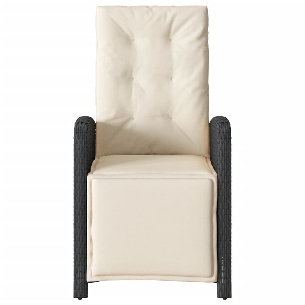 Atlošiama sodo kėdė su pakoja, juodos spalvos, poliratanas - Namų Idėja