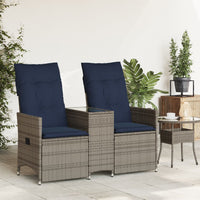Atlošiama sodo sofa, 2 vietų, su staliuku, pilka, polirotangas - Namų Idėja