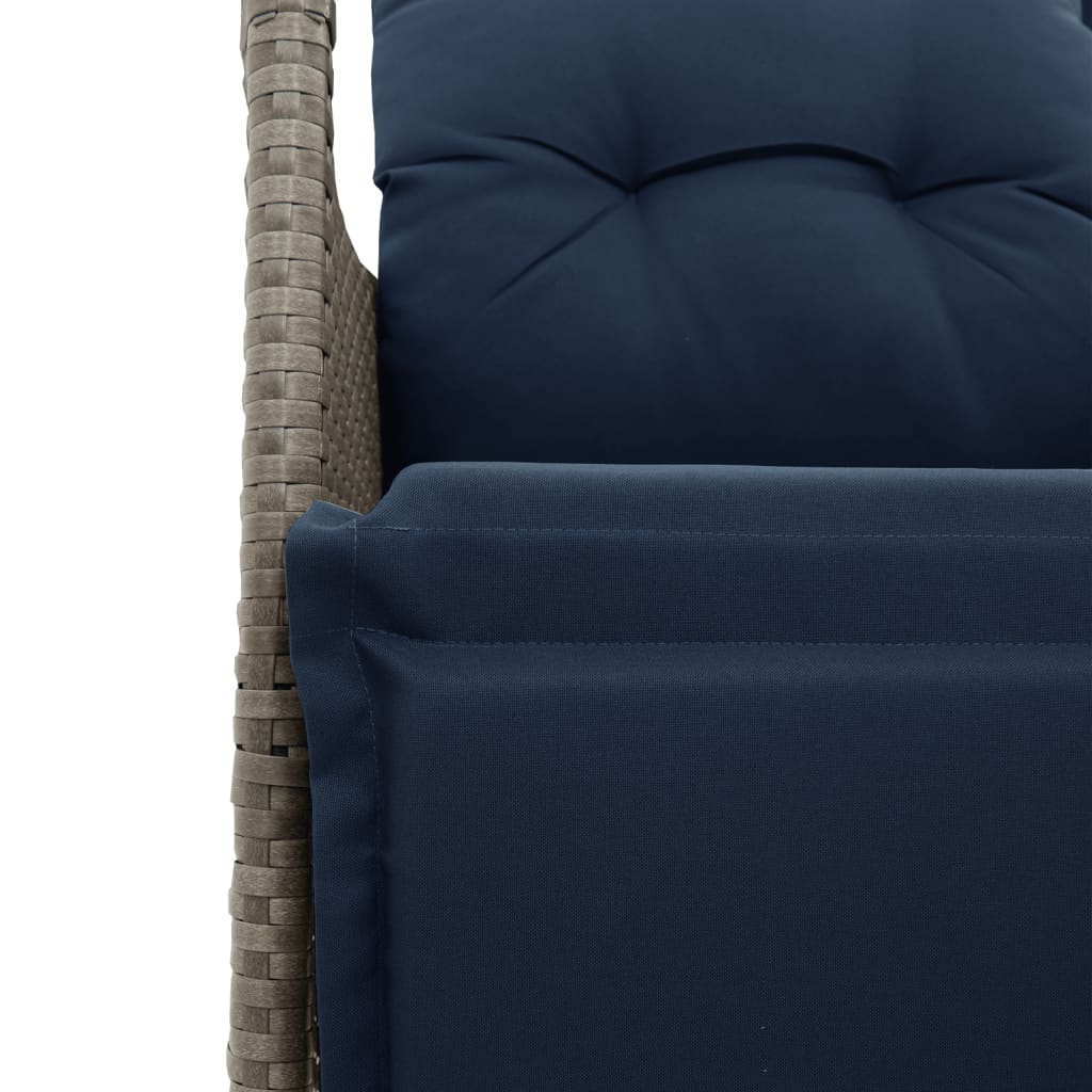 Atlošiama sodo sofa, 2 vietų, su staliuku, pilka, polirotangas - Namų Idėja