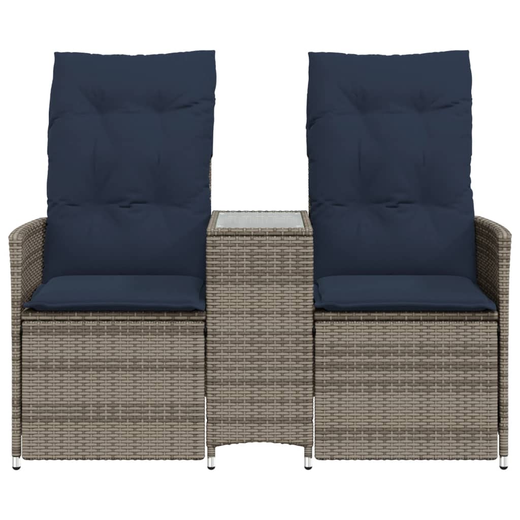 Atlošiama sodo sofa, 2 vietų, su staliuku, pilka, polirotangas - Namų Idėja
