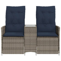 Atlošiama sodo sofa, 2 vietų, su staliuku, pilka, polirotangas - Namų Idėja