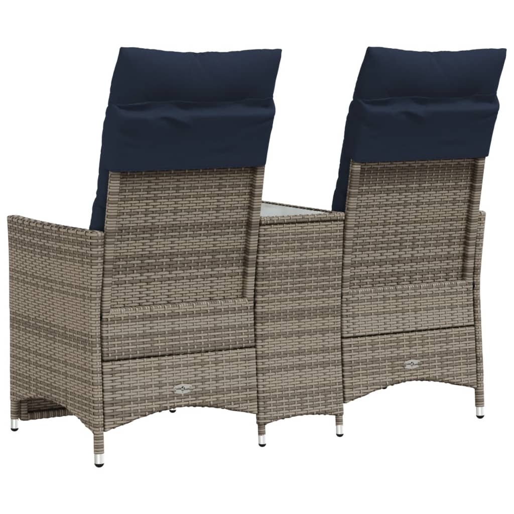 Atlošiama sodo sofa, 2 vietų, su staliuku, pilka, polirotangas - Namų Idėja