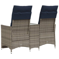 Atlošiama sodo sofa, 2 vietų, su staliuku, pilka, polirotangas - Namų Idėja