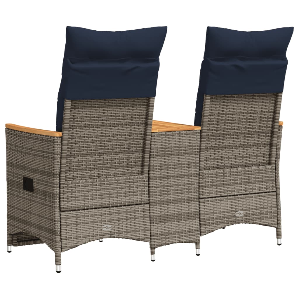 Atlošiama sodo sofa, 2 vietų, su staliuku, pilka, polirotangas - Namų Idėja