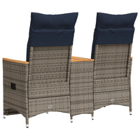 Atlošiama sodo sofa, 2 vietų, su staliuku, pilka, polirotangas - Namų Idėja