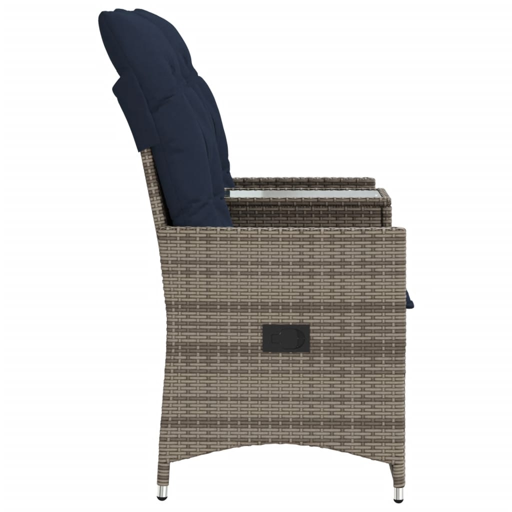 Atlošiama sodo sofa, 2 vietų, su staliuku, pilka, polirotangas - Namų Idėja