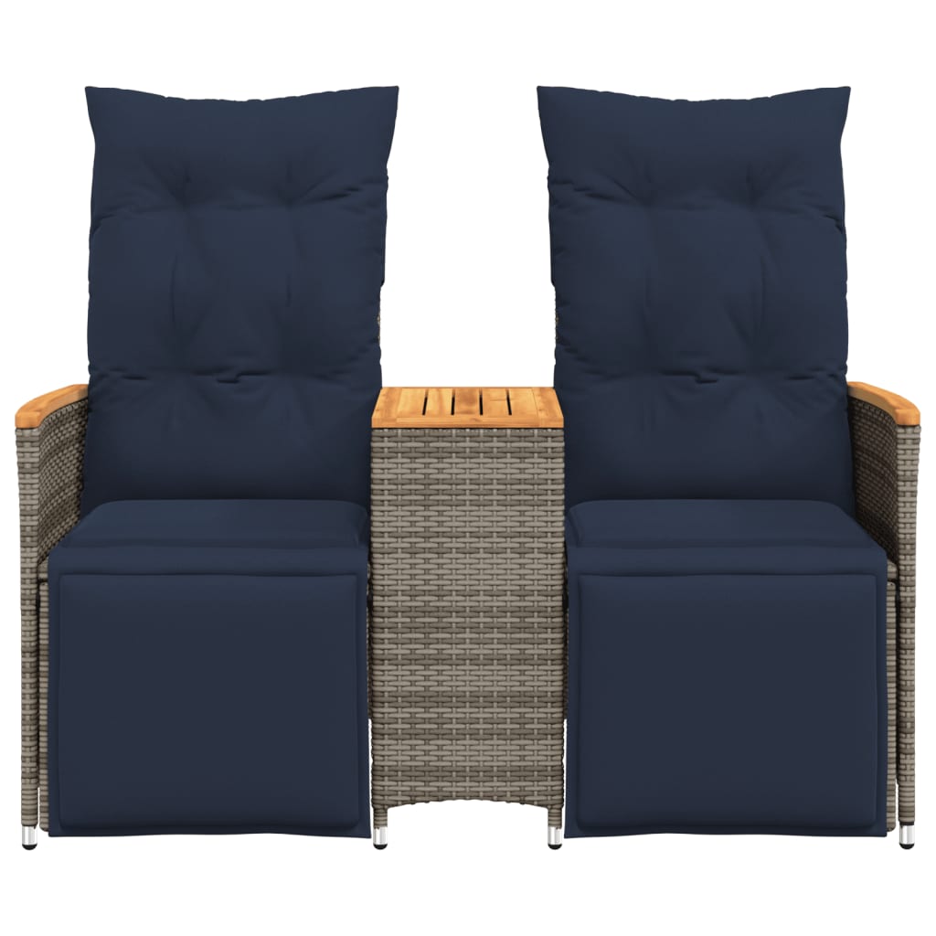 Atlošiama sodo sofa, 2 vietų, su staliuku, pilka, polirotangas - Namų Idėja