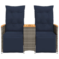 Atlošiama sodo sofa, 2 vietų, su staliuku, pilka, polirotangas - Namų Idėja