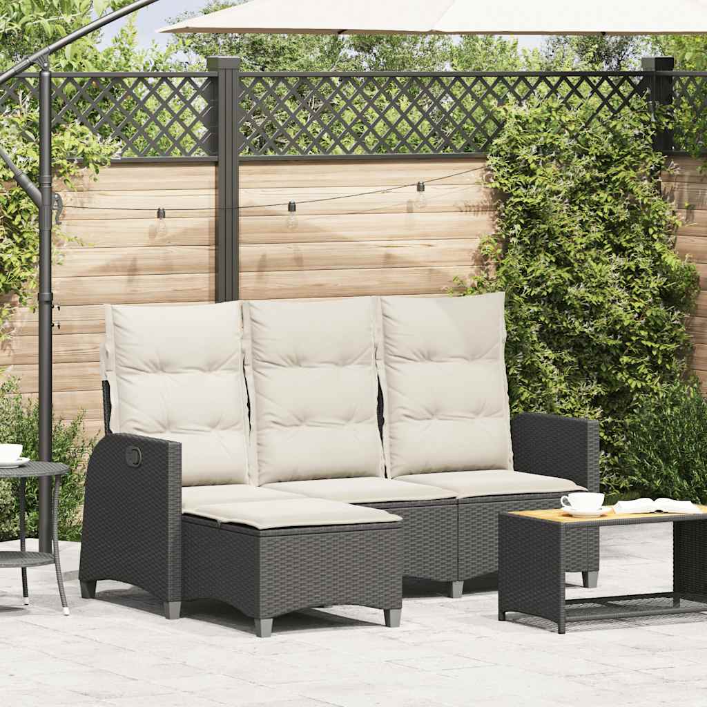 Atlošiama sodo sofa su pagalvėlėmis L formos smėlio juodas - Namų Idėja