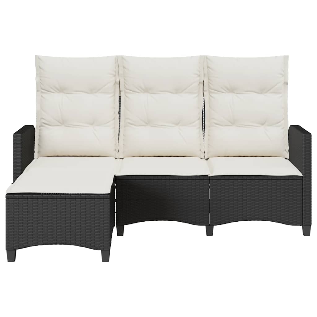 Atlošiama sodo sofa su pagalvėlėmis L formos smėlio juodas - Namų Idėja