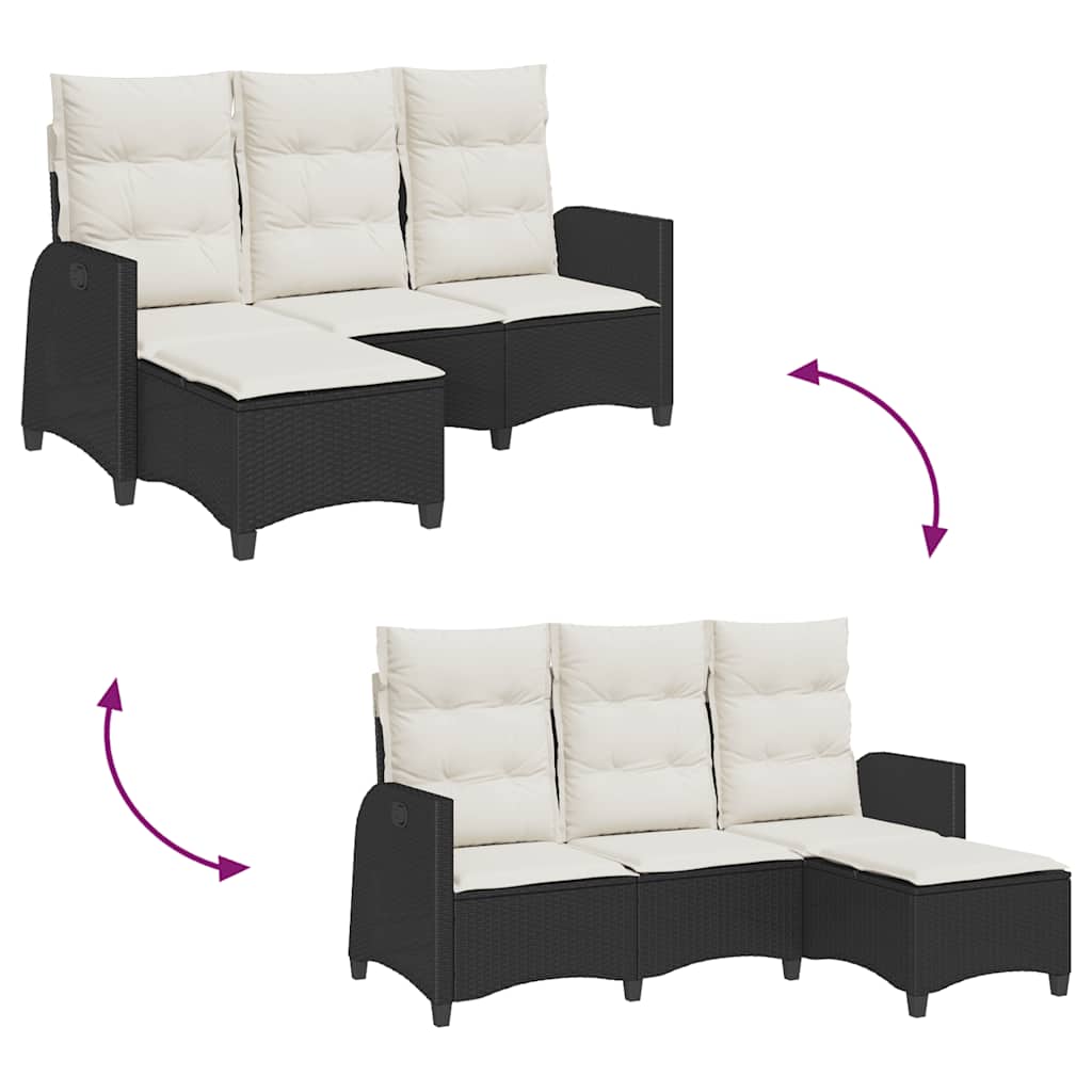 Atlošiama sodo sofa su pagalvėlėmis L formos smėlio juodas - Namų Idėja