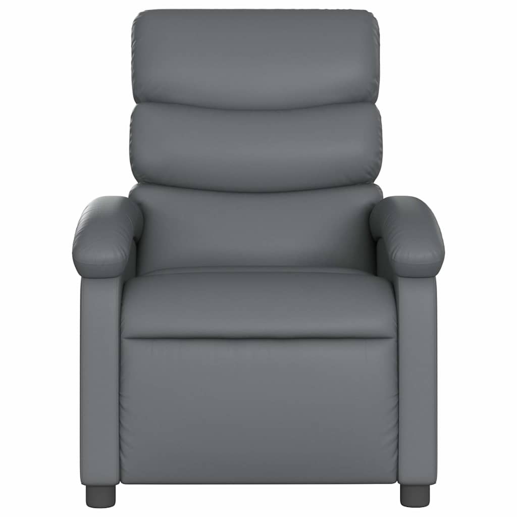 Atlošiamas krėslas, pilkos spalvos, dirbtinė oda - Namų Idėja