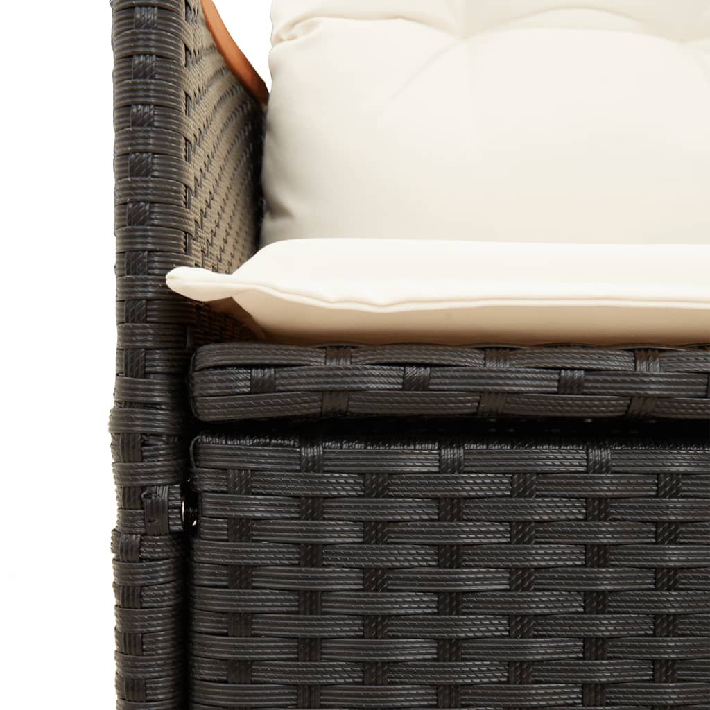 Atlošiamos sodo kėdės su pagalvėlėmis, 2vnt., juodos, ratanas - Namų Idėja