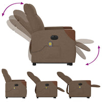 Atsistojantis elektrinis masažinis krėslas, rudas, audinys - Namų Idėja