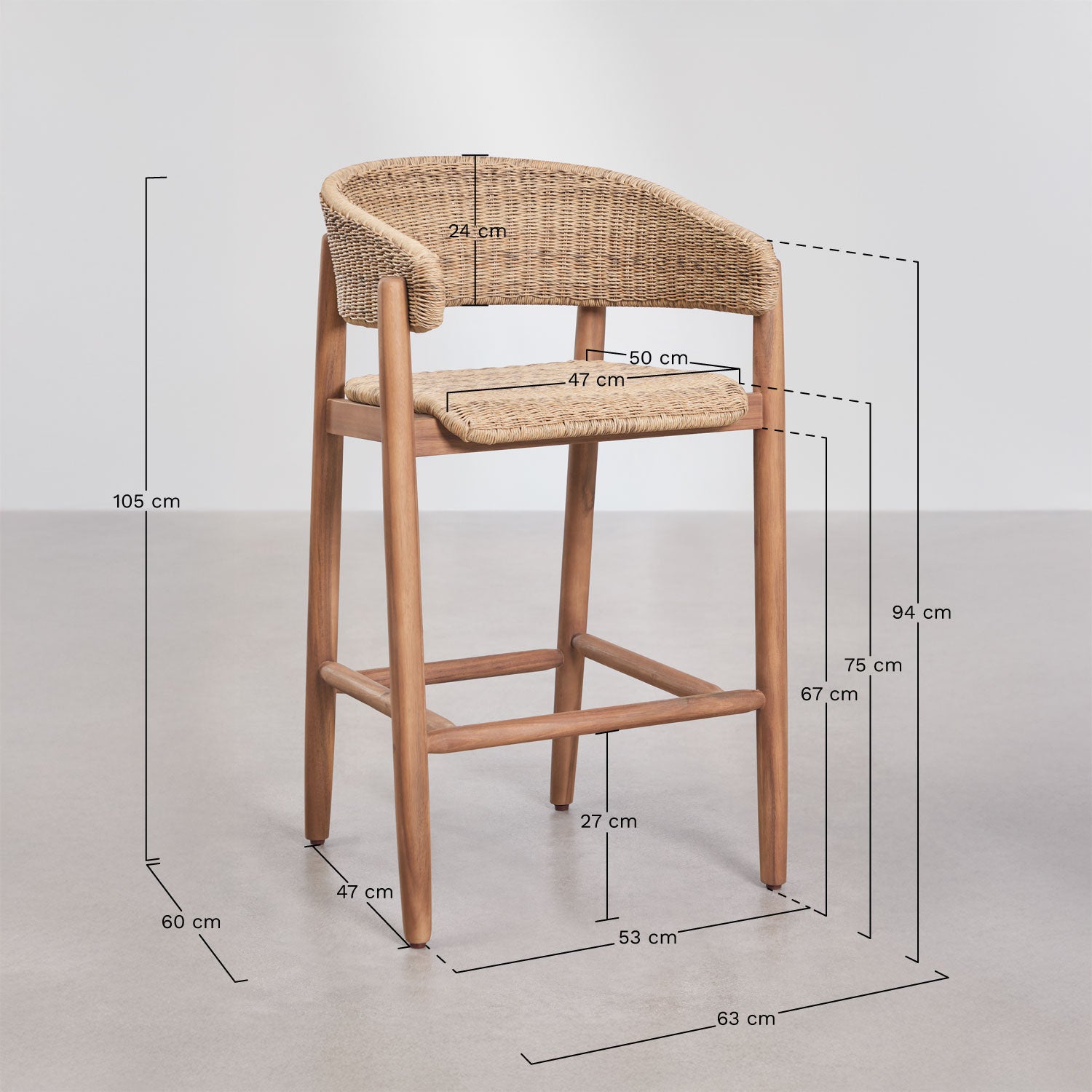 Aukšta kėdė AKINAS, 75 cm