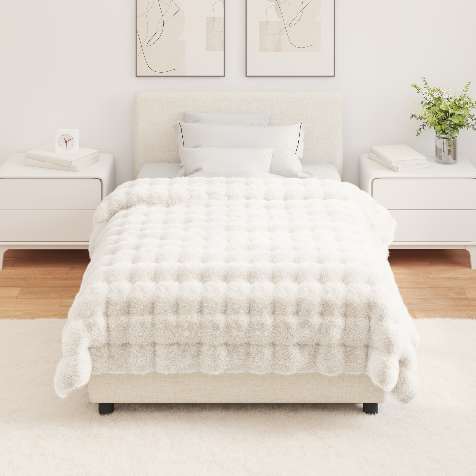 Neslystanti antklodė iš dirbtinio triušio kailio Olite 4 pcs