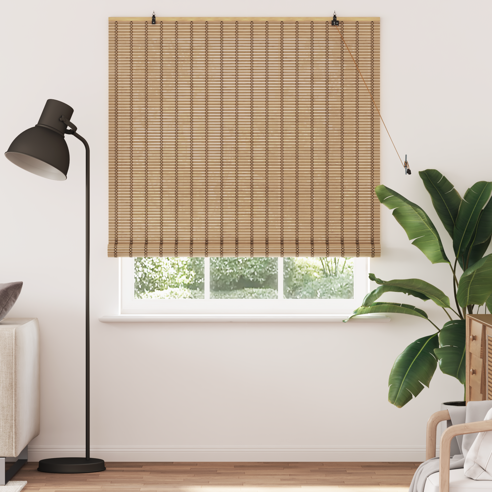 Roletas su užuolaidomis Šviesiai rudas 150 x 220 cm bambukas