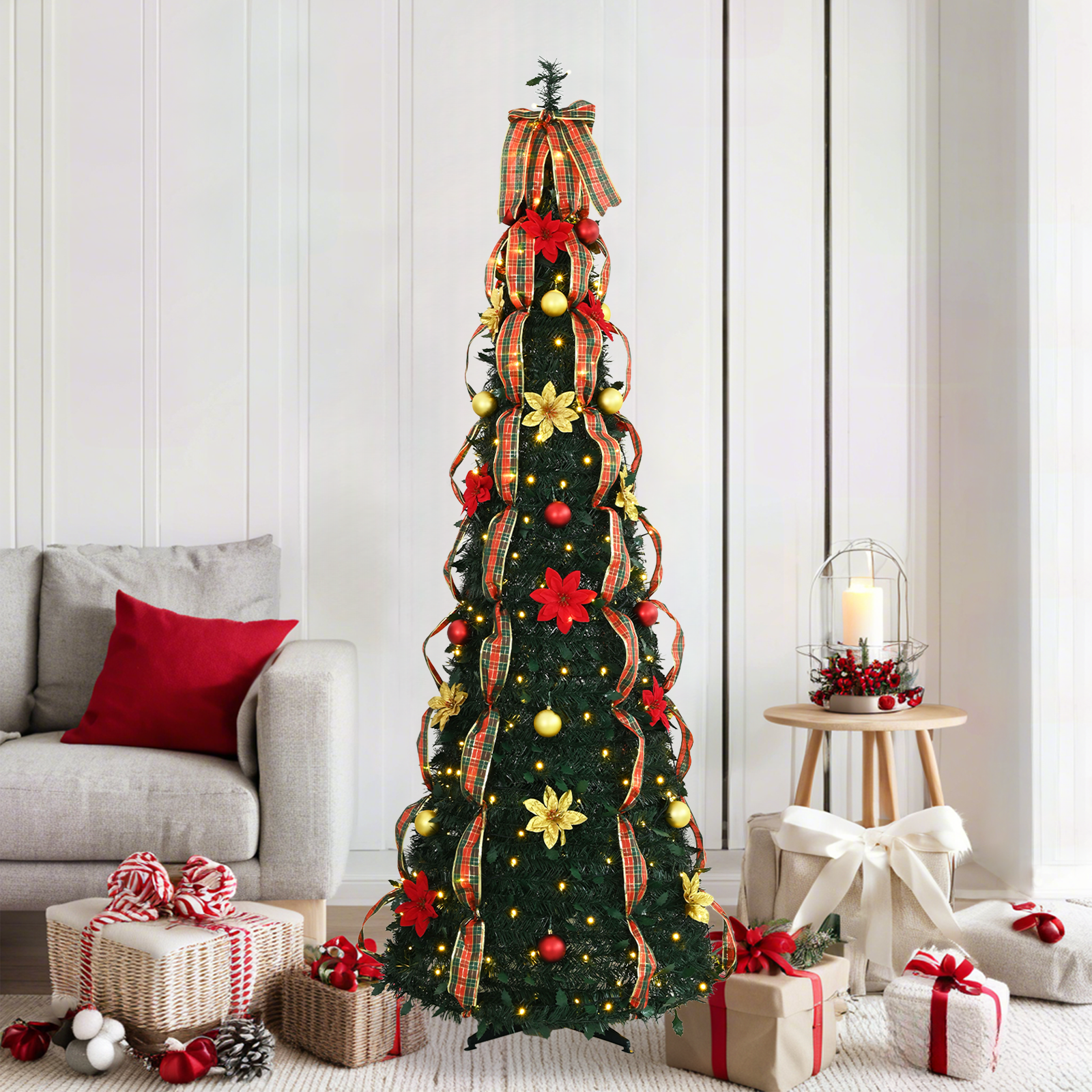 Dirbtinė Kalėdų eglutė CRYSTAL POLAR, su 150 LED stovu Žalia 180 cm.