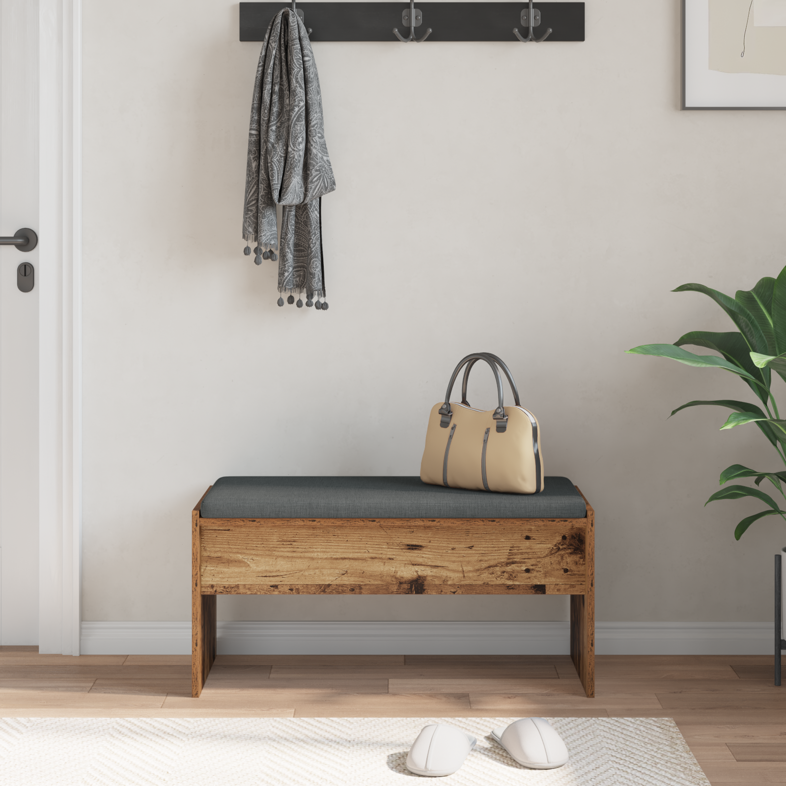 Koridoriaus suolas su pagalve Senas medis 80 x 38 x 46 cm