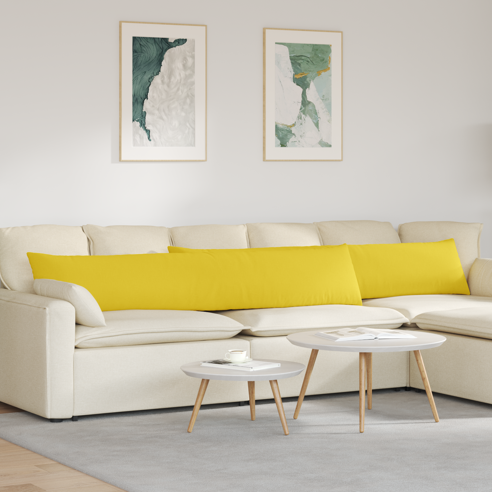 Sofa Pagalvės 2 pcs Šviesi geltona 200 x 40 cm audinys