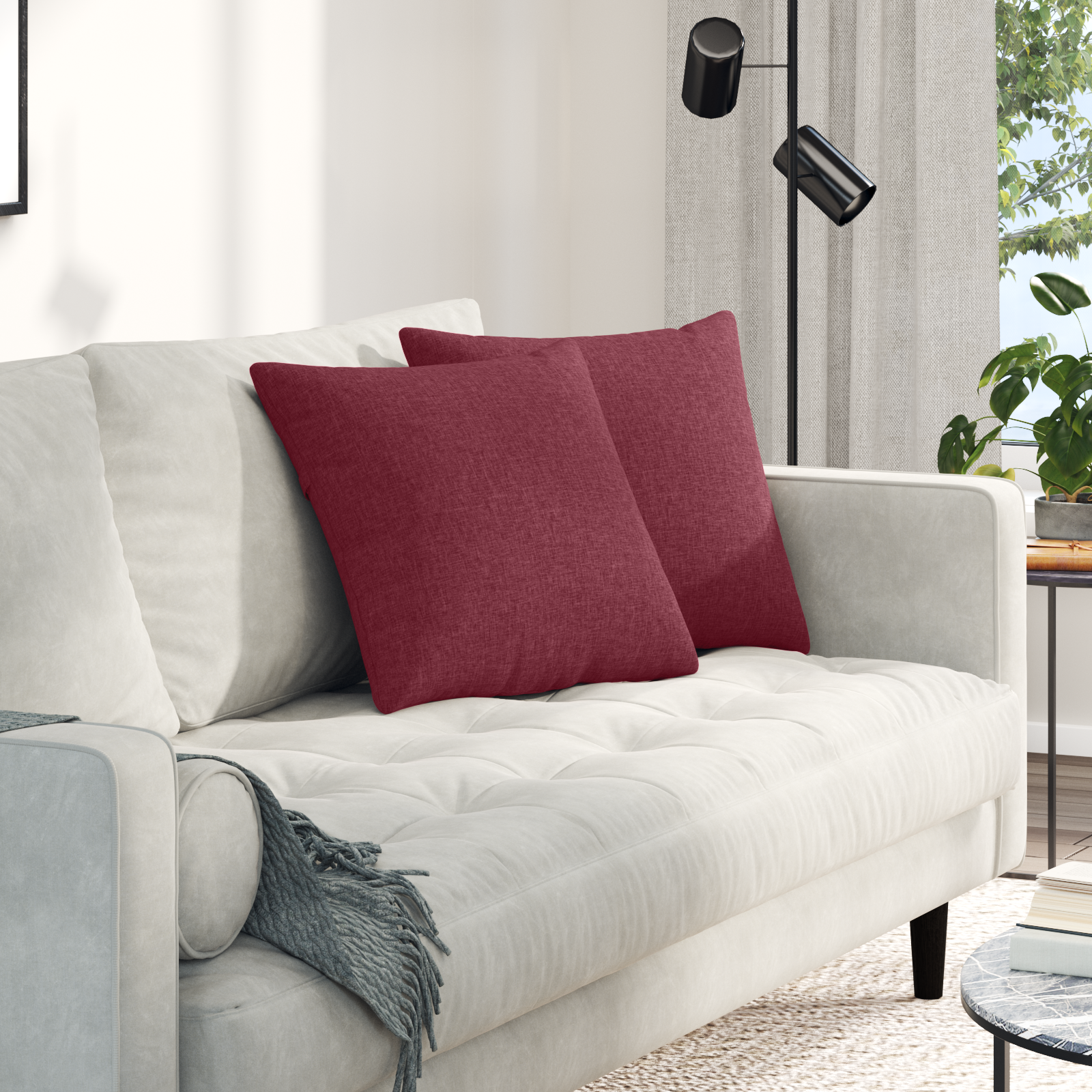 Sofa Pagalvės 2 pcs Vyno raudona 45 x 45 cm audinys