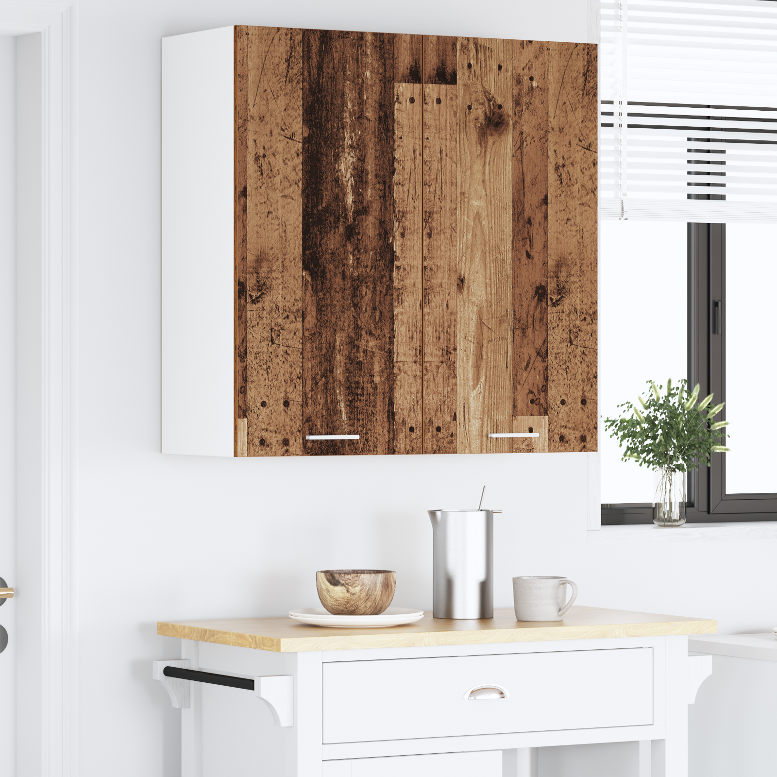 Wall Cabinet Riga Antique Wood 80 x 31 x 80 cm