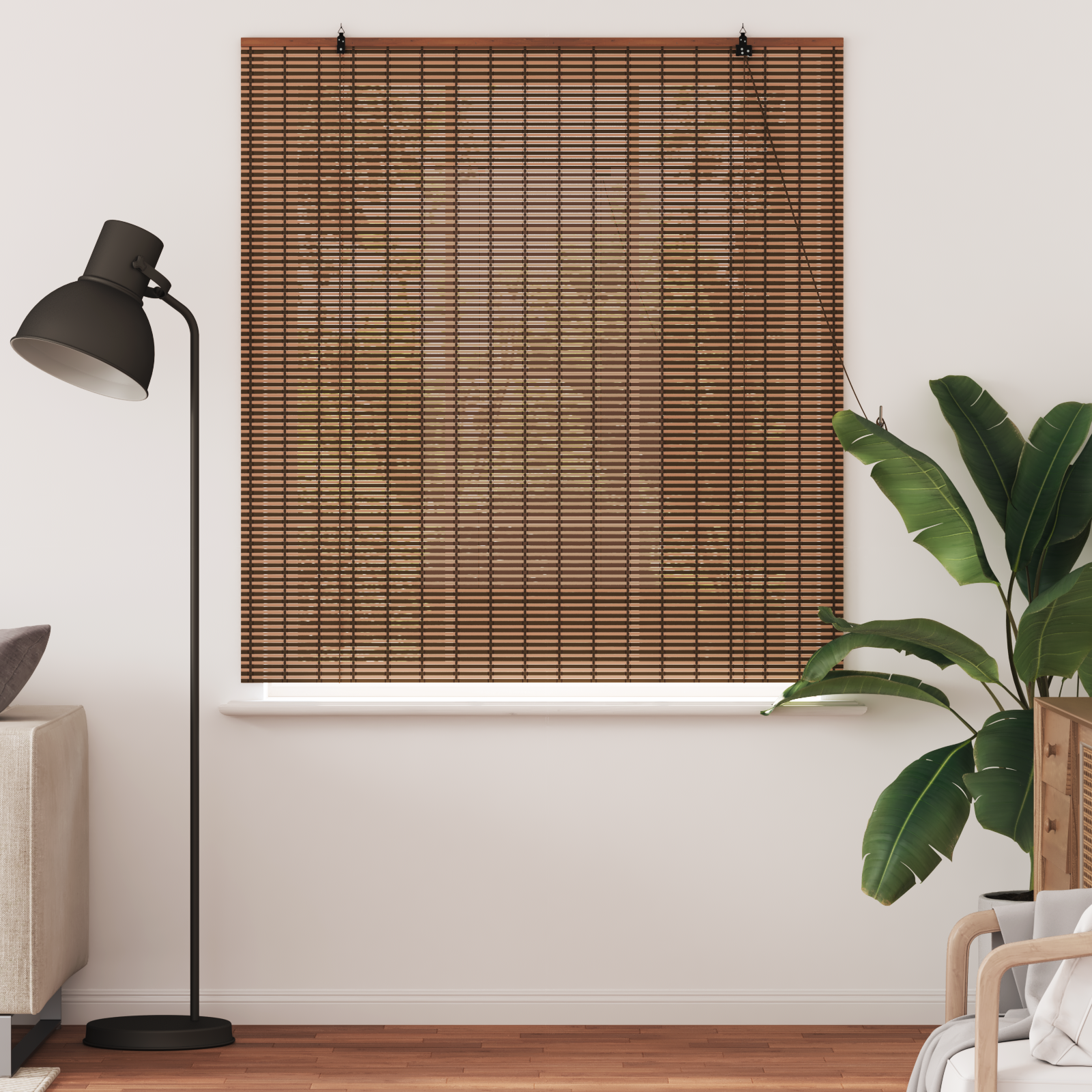 Rullo žalūzijas ar aizkariem Brūna 150 x 160 cm bambuss
