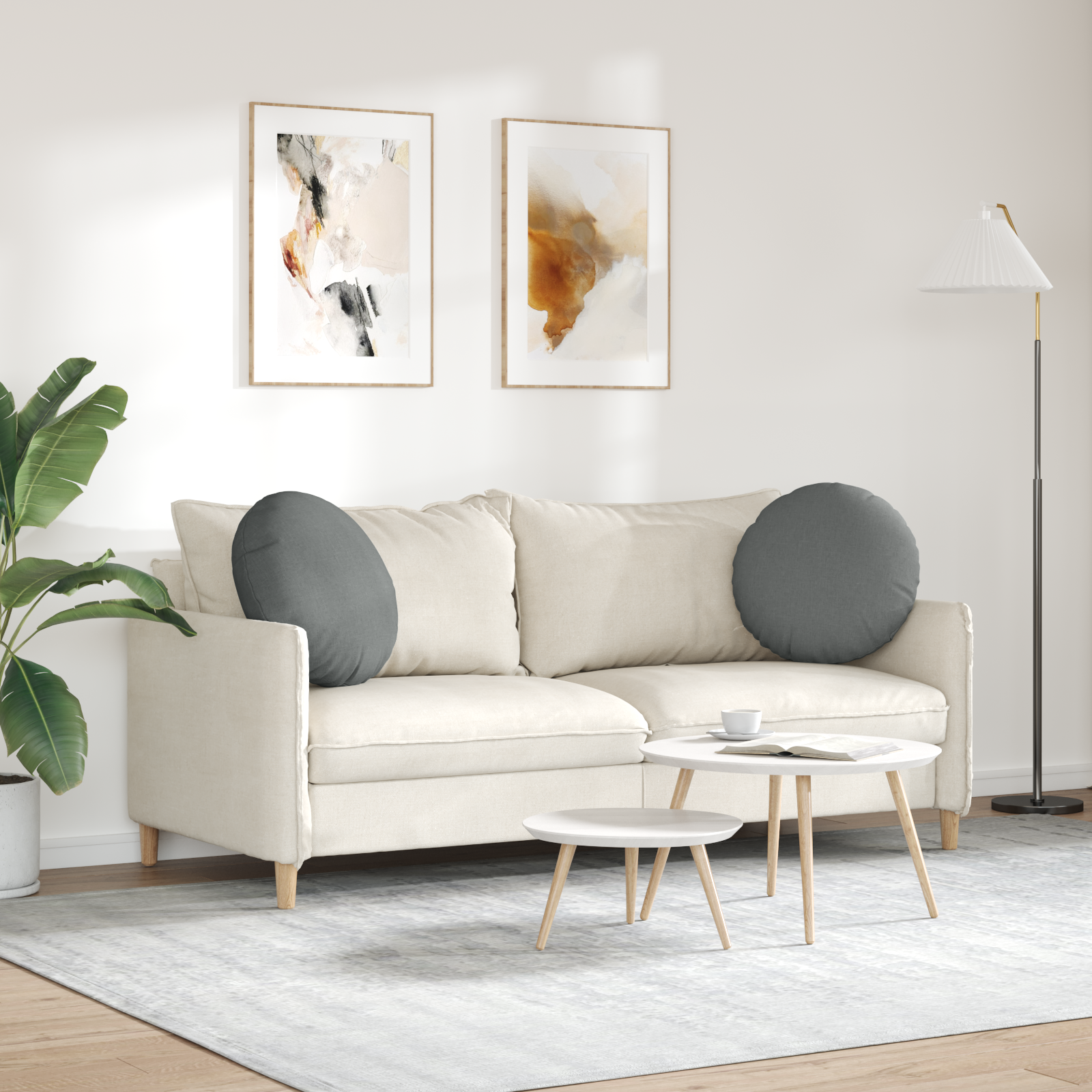 Sėdynių pagalvėlės 2 pcs Tamsiai pilka Ø50 x 19 cm audinys