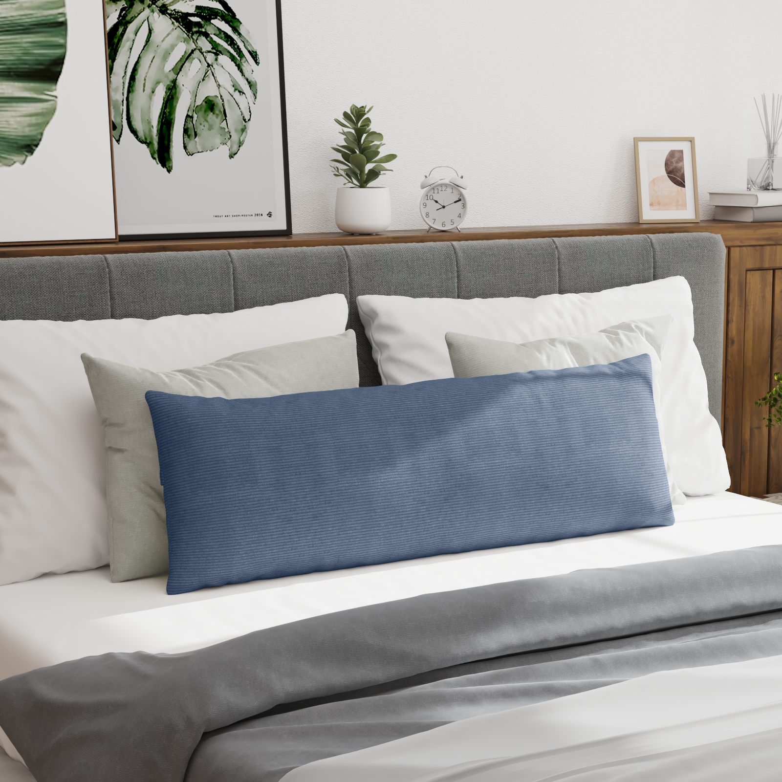 Sofa Pagalvės 2 pcs Mėlyna 120 x 40 cm Kordūrinis audinys