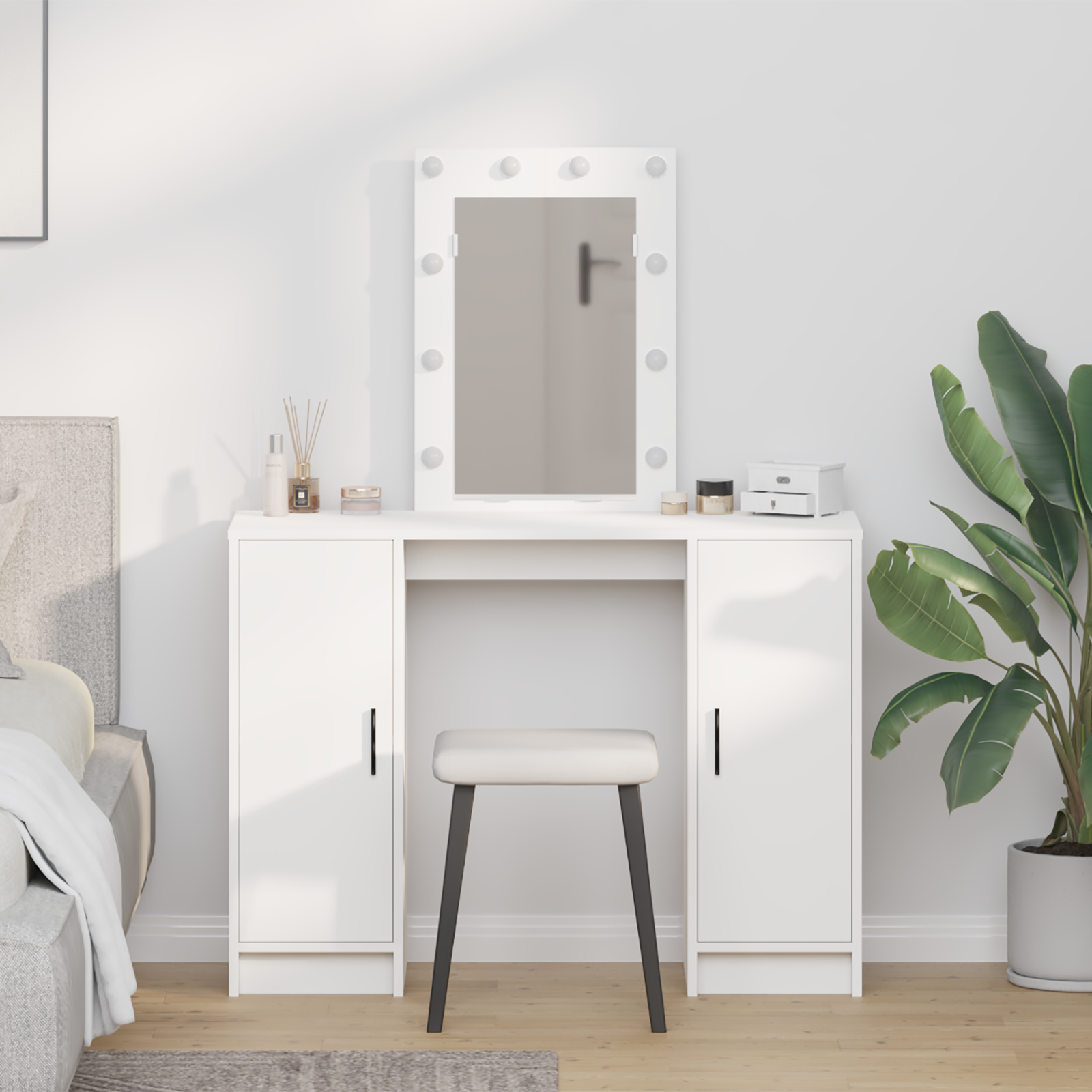 Makeup Table White 102 x 33 x 135 cm Engineered wood