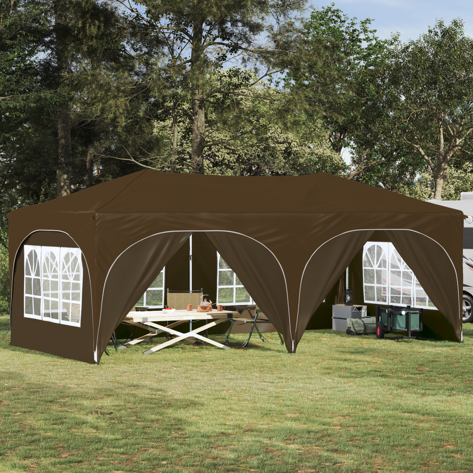 Pop-up šventinis palapinė Taupe 575 x 288 x 245 cm