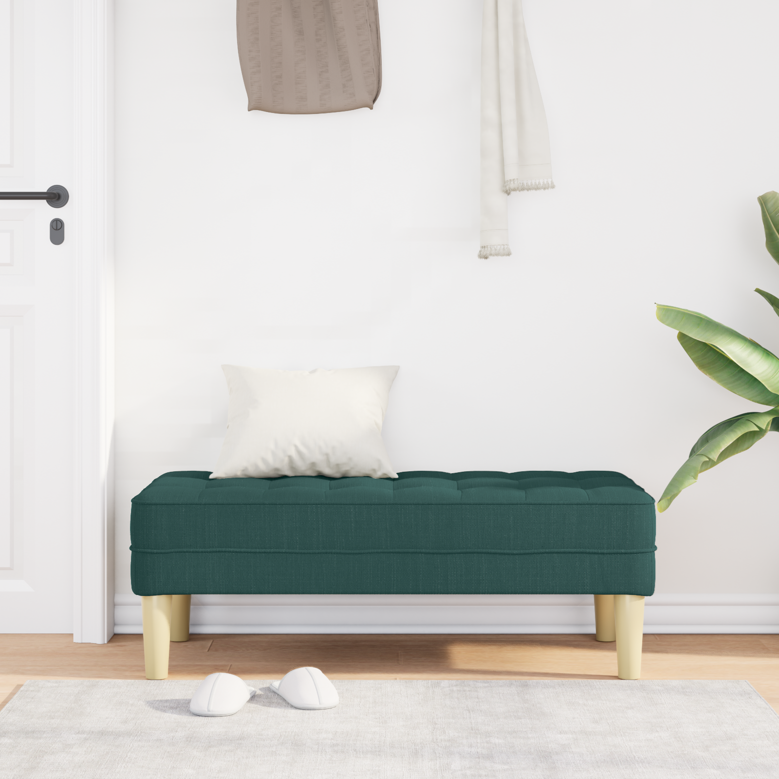 suoliukas su pagalve Tamsiai žalia 113 x 57 x 39 cm audinys